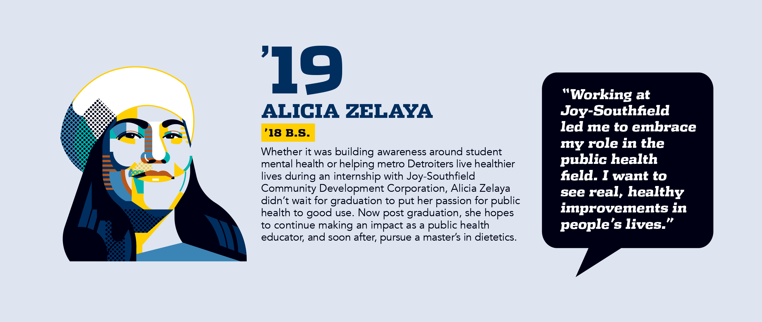Graphic from Legacy magazine with illustration and description of Alicia Zelaya