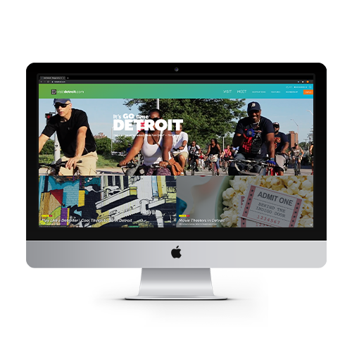 visitdetroit.com web page on Apple monitor