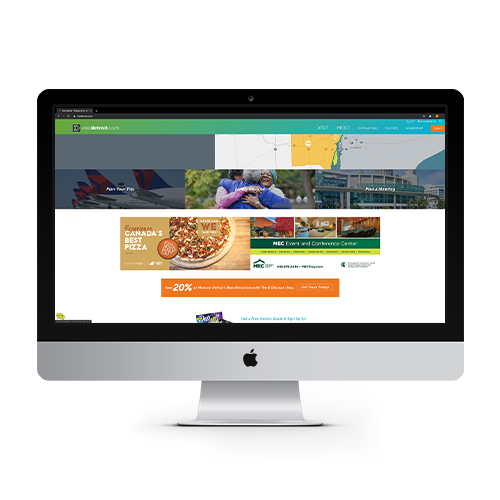 visitdetroit.com web page on Apple monitor