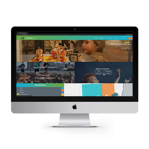 visitdetroit.com web page on Apple monitor