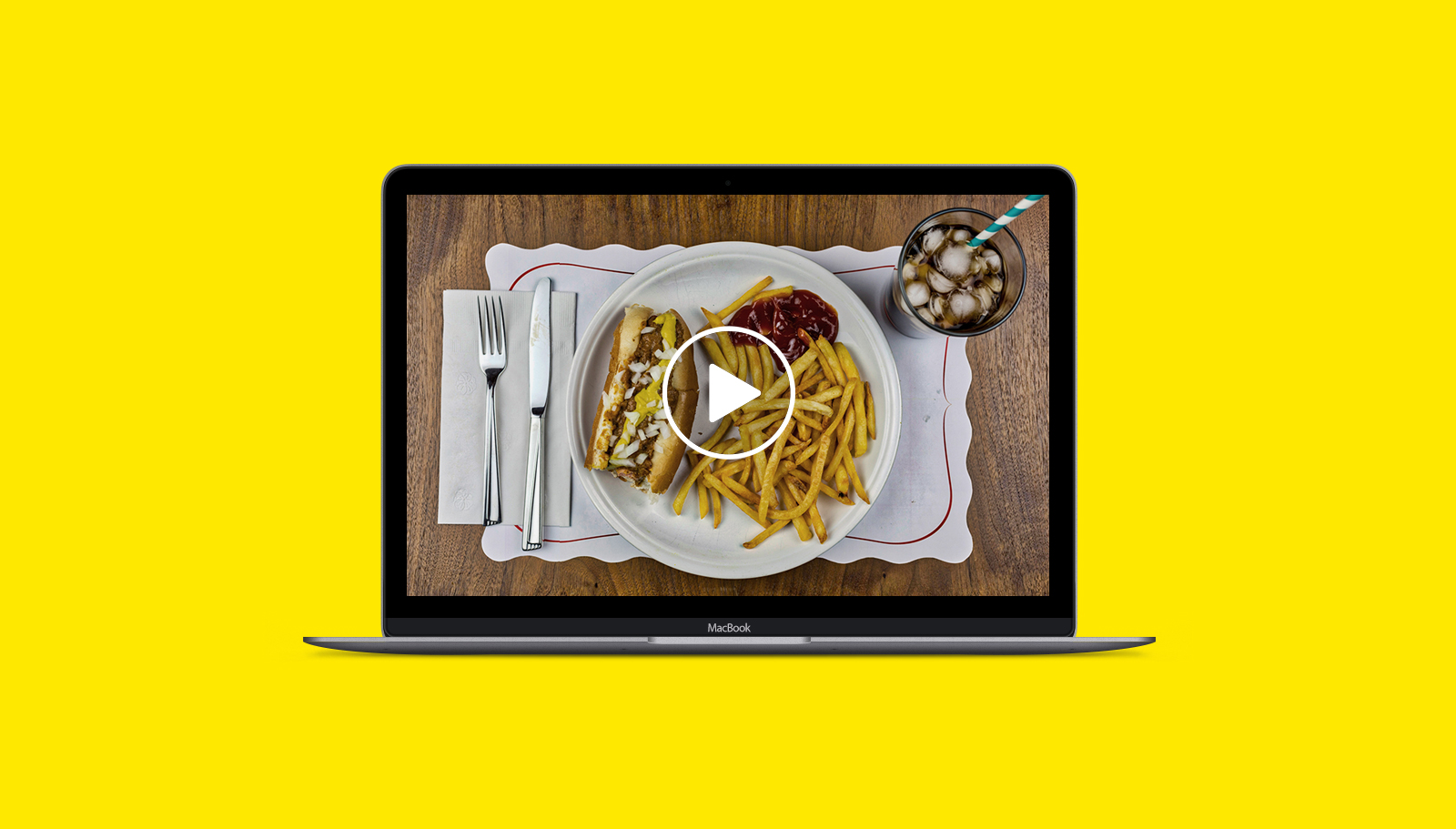 Eats in The D intro video screenshot on laptop