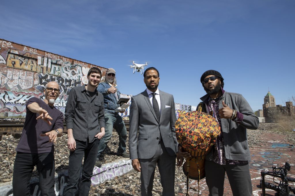 Covalence crew poses for photo during video shoot