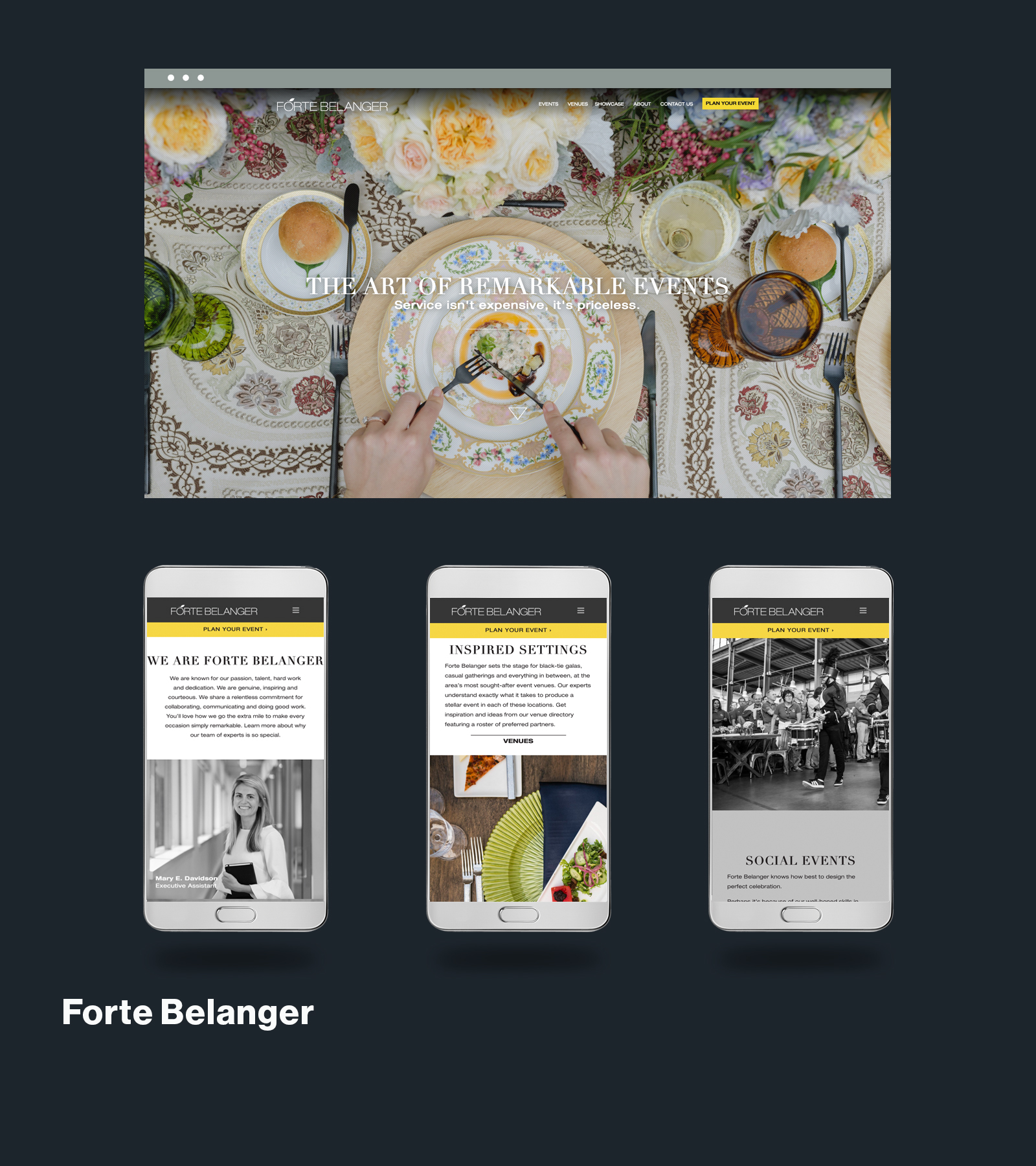 Forte Belanger web and mobile screenshots