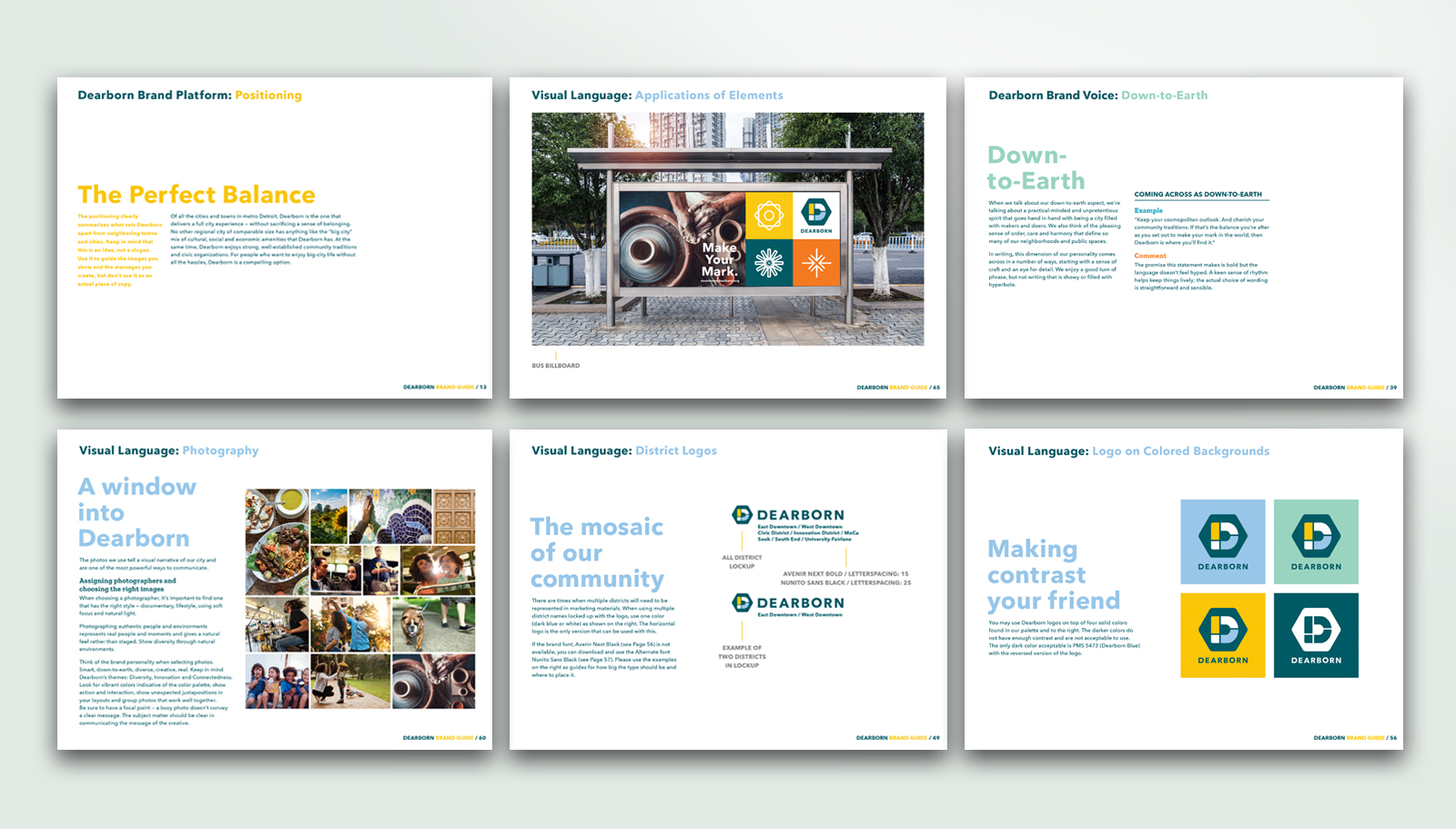 Pages from the Dearborn Brand Guide