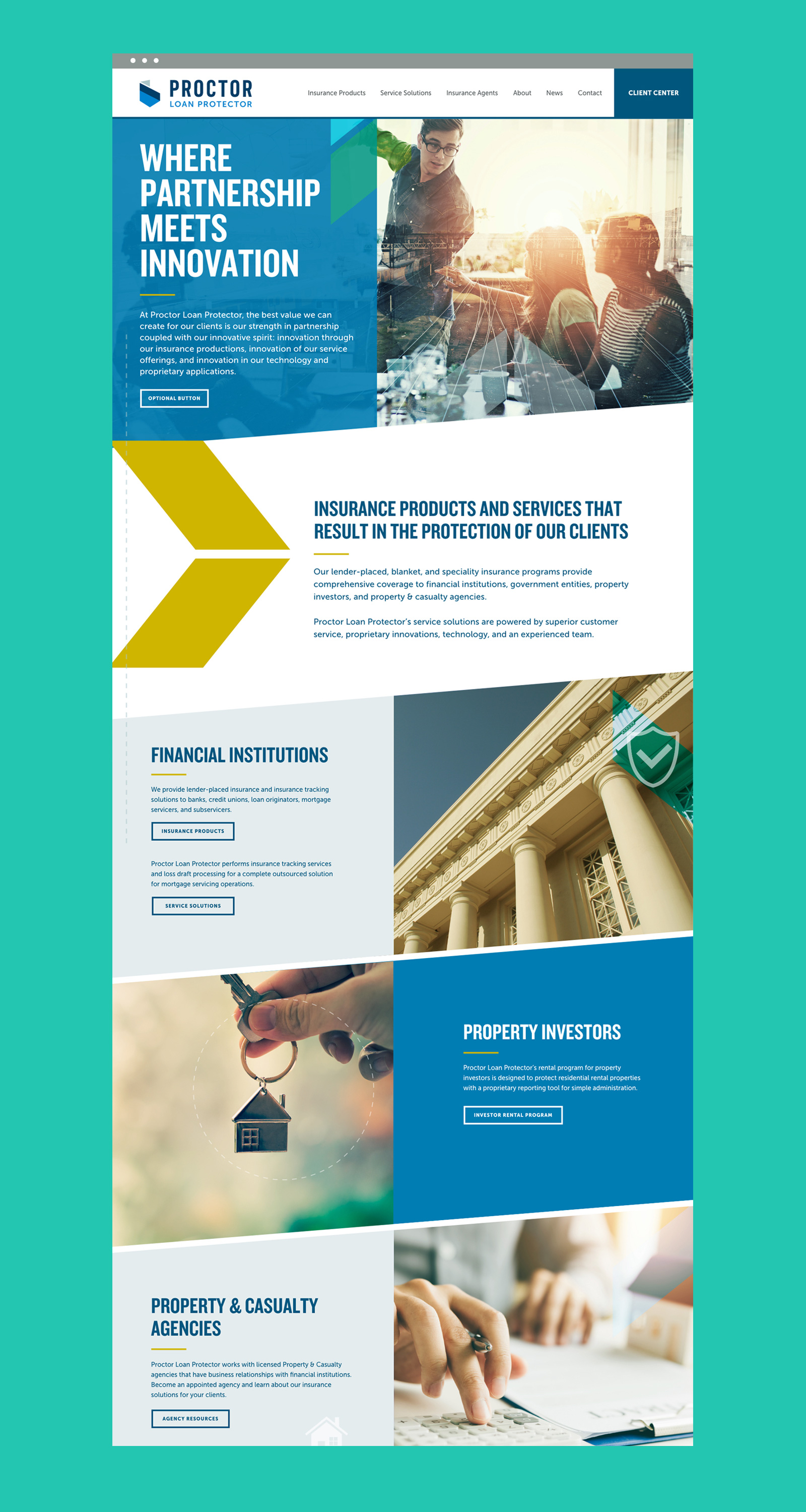 Proctor Loan Protector website long scroll view