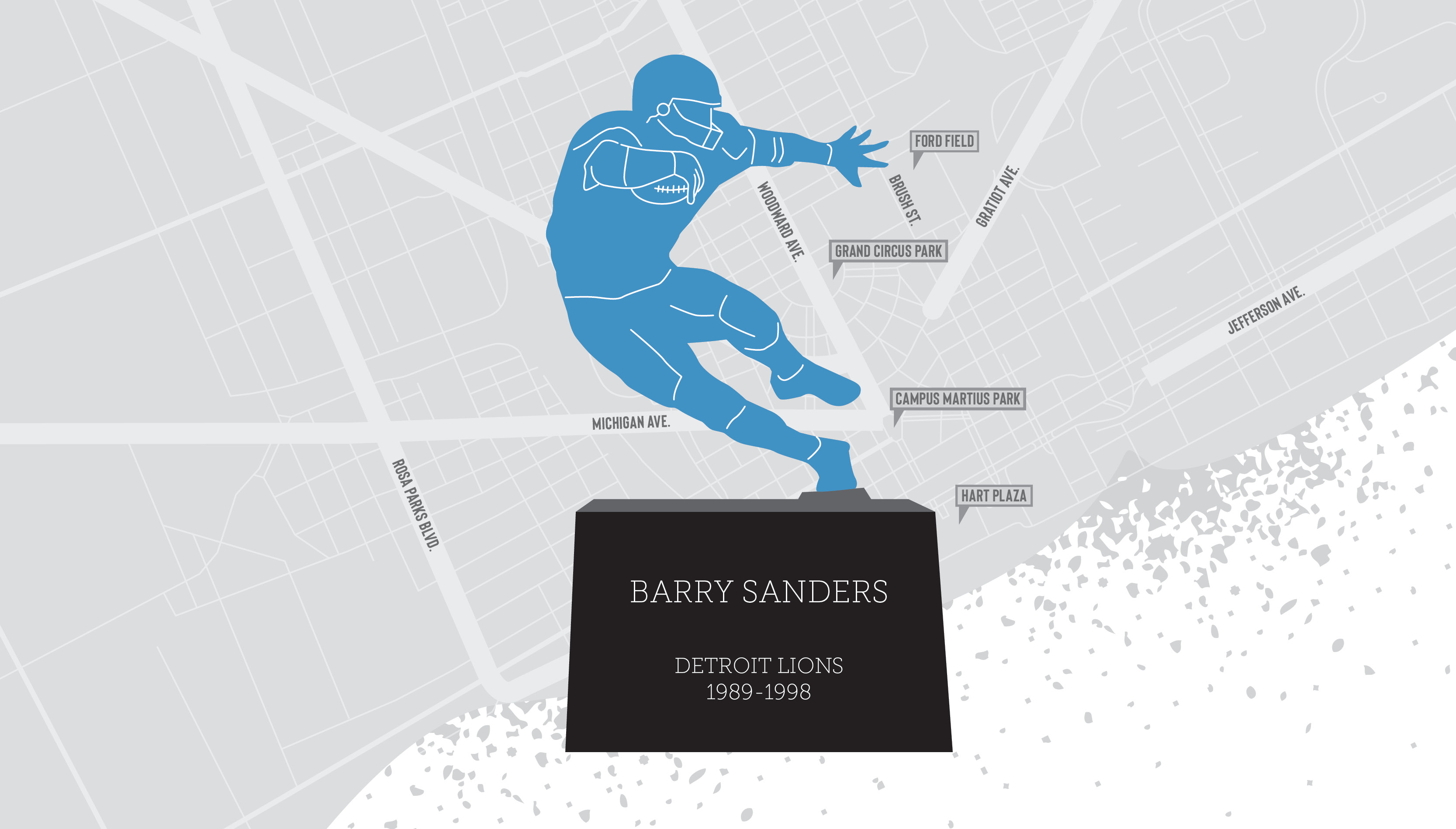 Image of Barry Sanders statue illustration