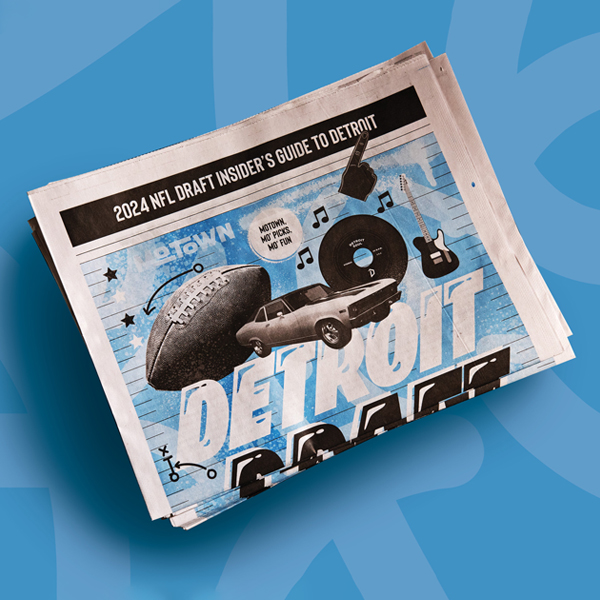 Detroit Draft City newspaper on blue